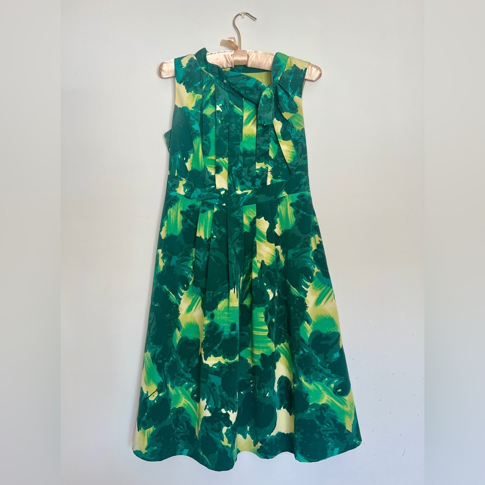 MERONA Collection by Target Green and Yellow Pleated Retro Dress Size 2